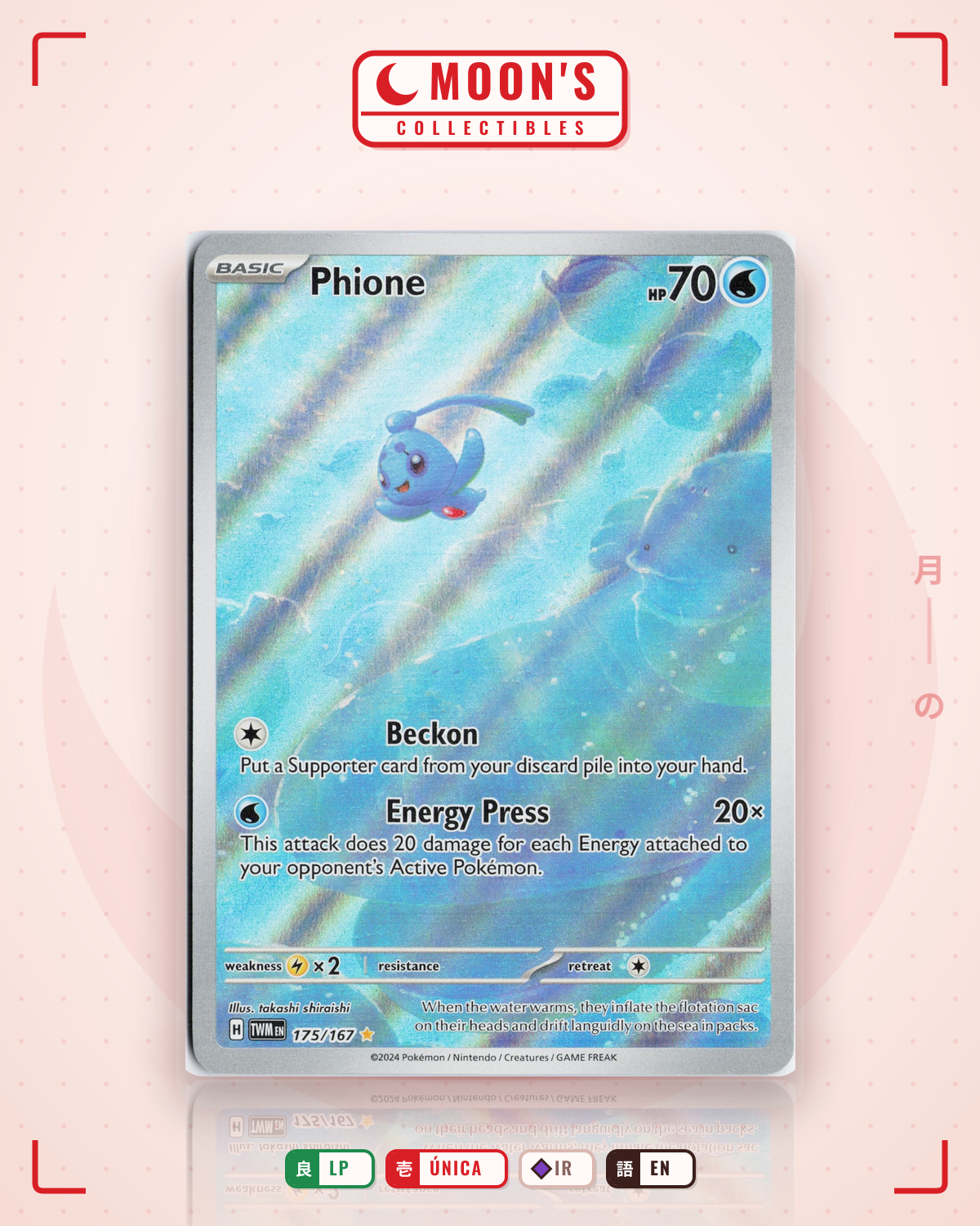Carta Pokémon Phione · Twilight Masquerade #175/167 (LP) — pieza única en Moon's Collectibles México