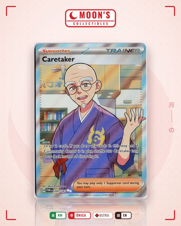 Carta Pokémon Caretaker · Twilight Masquerade #203/167 (NM) — pieza única en Moon's Collectibles México