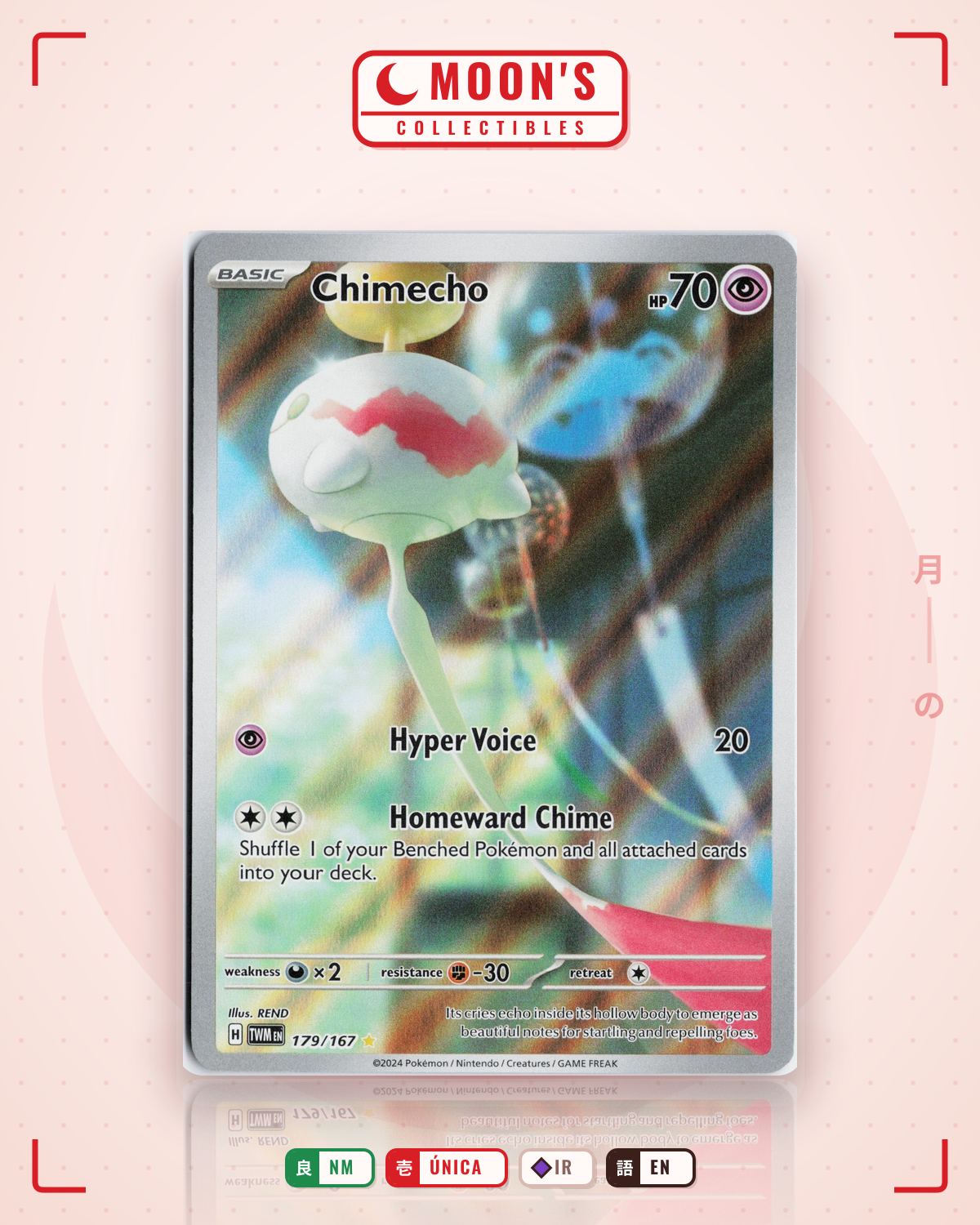Carta Pokémon Chimecho · Twilight Masquerade #179/167 (NM) — pieza única en Moon's Collectibles México