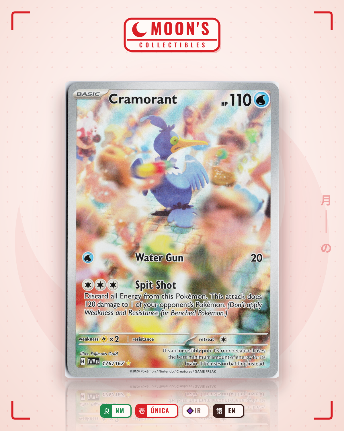 Carta Pokémon Cramorant · Twilight Masquerade #176/167 (NM) — pieza única en Moon's Collectibles México