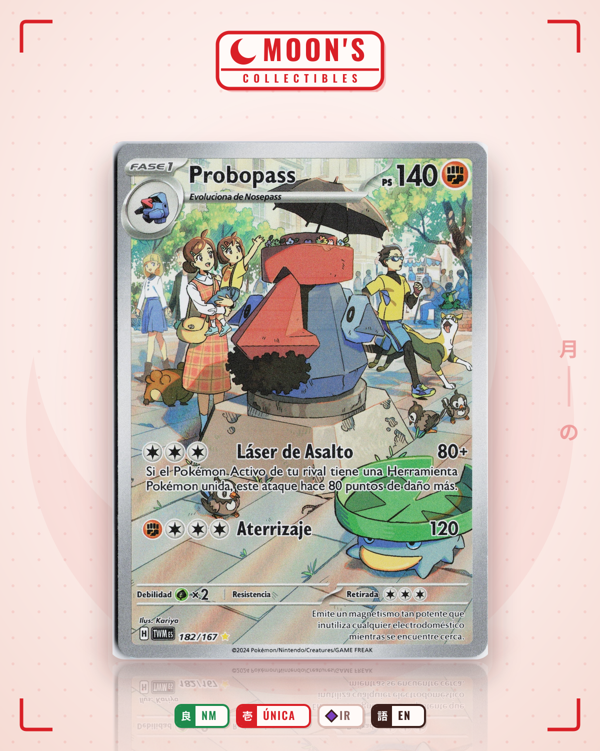 Carta Pokémon Probopass · Twilight Masquerade #182/167 (NM) — pieza única en Moon's Collectibles México