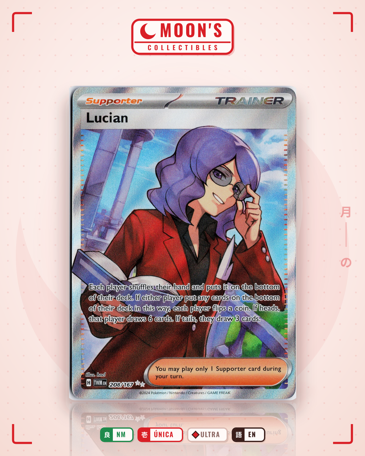 Carta Pokémon Lucian · Twilight Masquerade #208/167 (NM) — pieza única en Moon's Collectibles México