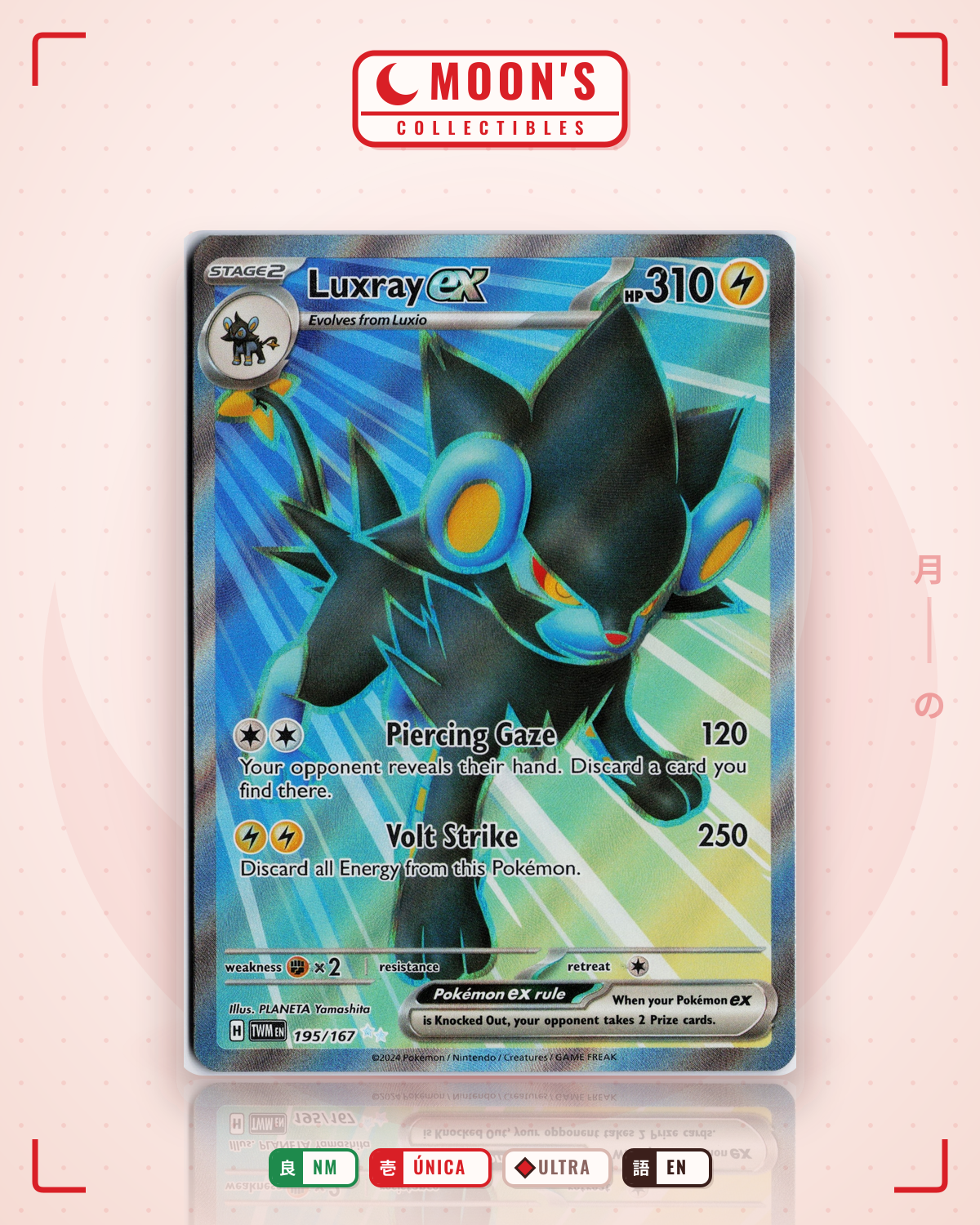 Carta Pokémon Luxray ex · Twilight Masquerade #195/167 (NM) — pieza única en Moon's Collectibles México