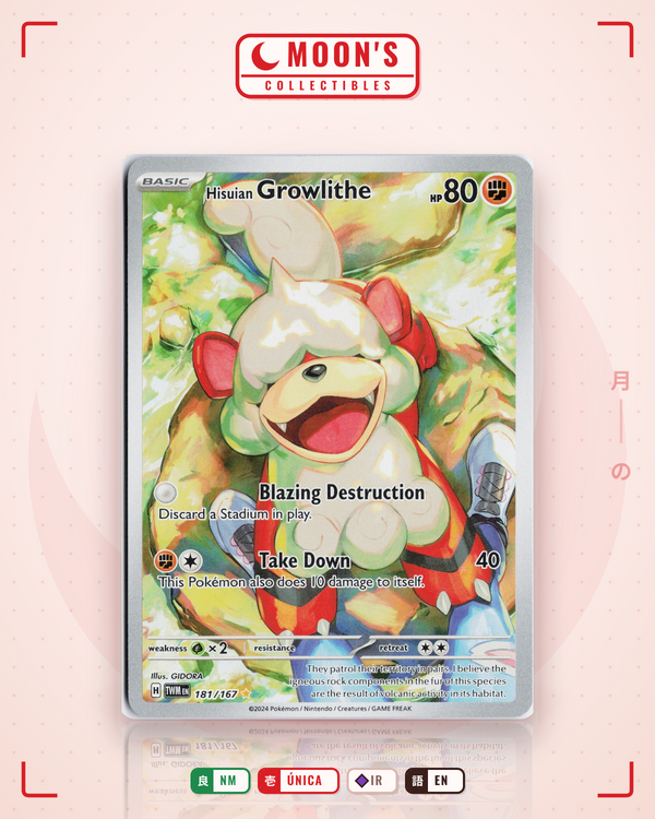 Carta Pokémon Hisuian Growlithe · Twilight Masquerade #181/167 (NM) — pieza única en Moon's Collectibles México