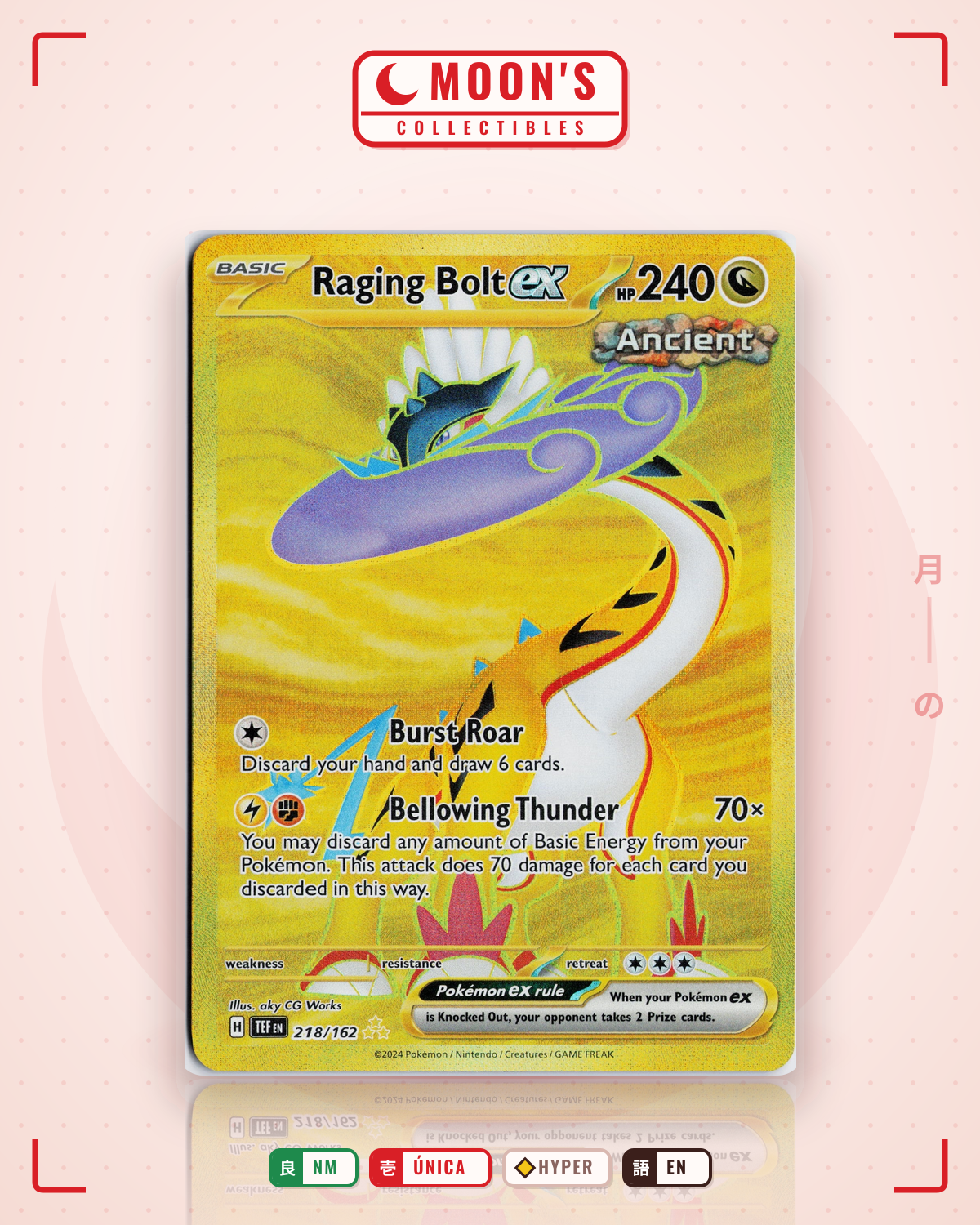 Carta Pokémon Raging Bolt ex · Temporal Forces #218/162 (NM) — pieza única en Moon's Collectibles México