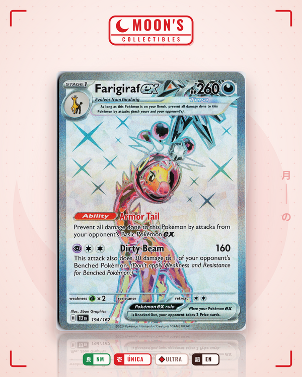 Carta Pokémon Farigiraf ex · Temporal Forces #194/162 (NM) — pieza única en Moon's Collectibles México