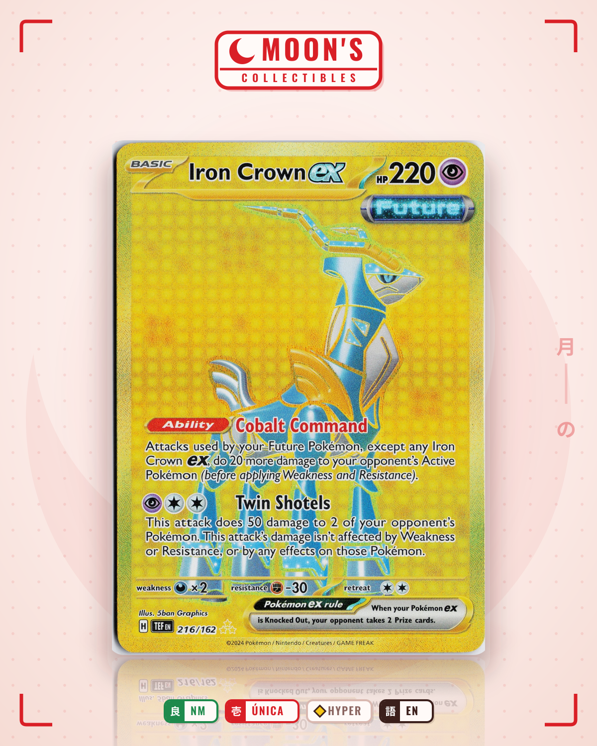 Carta Pokémon Iron Crown ex · Temporal Forces #216/162 (NM) — pieza única en Moon's Collectibles México