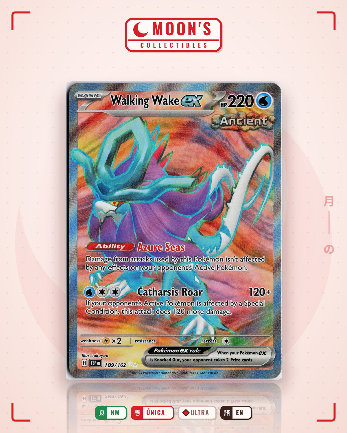 Carta Pokémon Walking Wake ex · Temporal Forces #189/162 (NM) — pieza única en Moon's Collectibles México