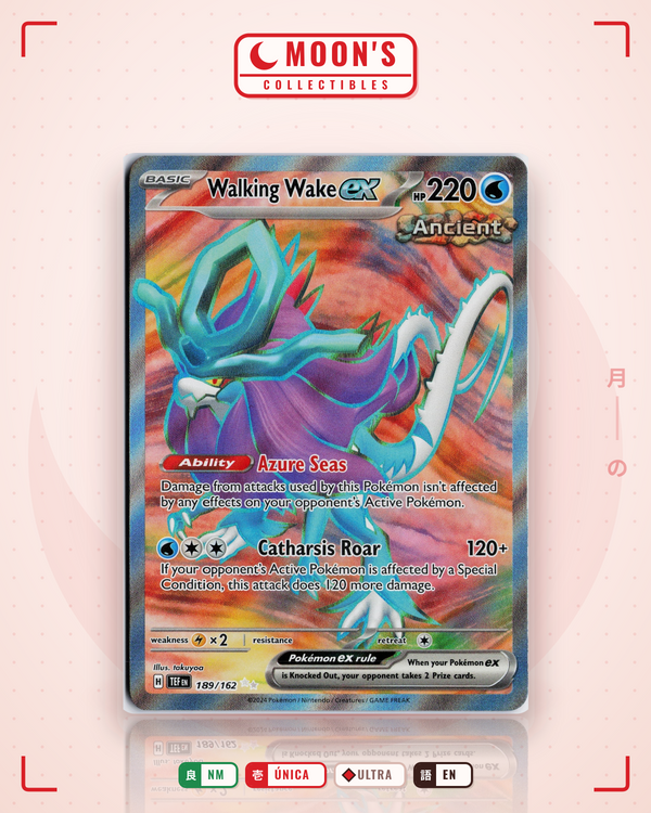 Carta Pokémon Walking Wake ex · Temporal Forces #189/162 (NM) — pieza única en Moon's Collectibles México