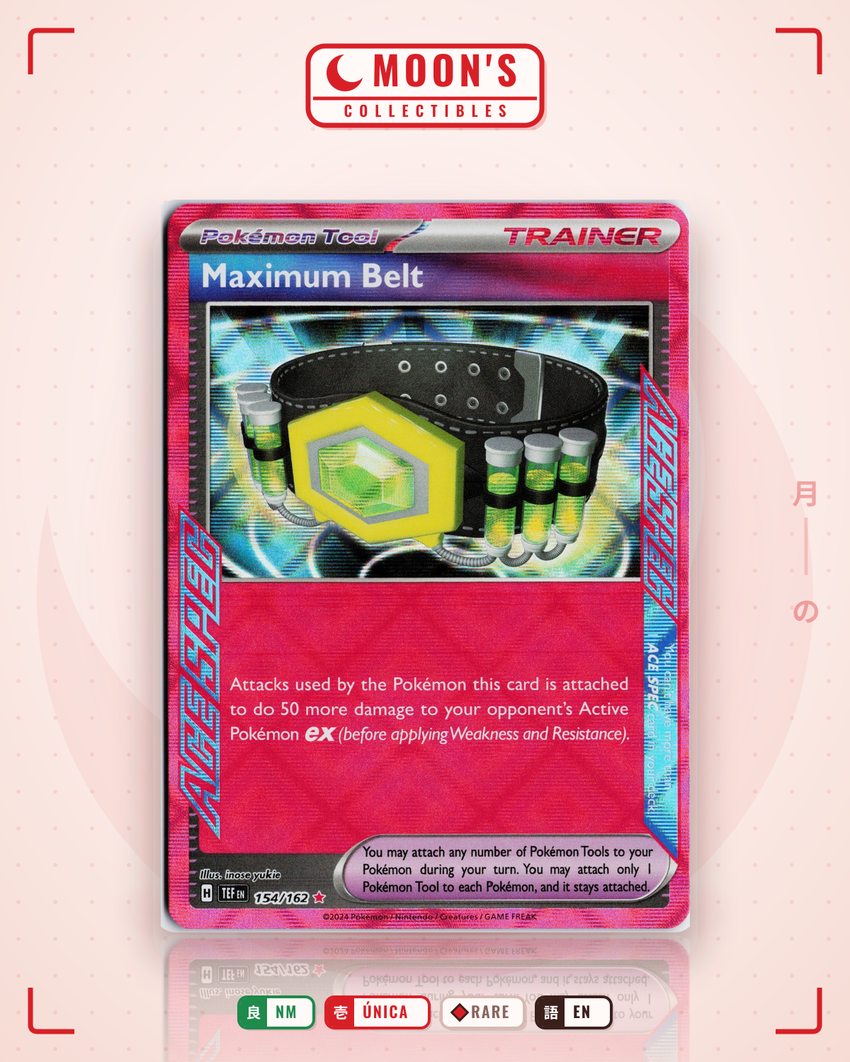 Carta Pokémon Maximum Belt · Temporal Forces #154/162 (NM) — pieza única en Moon's Collectibles México