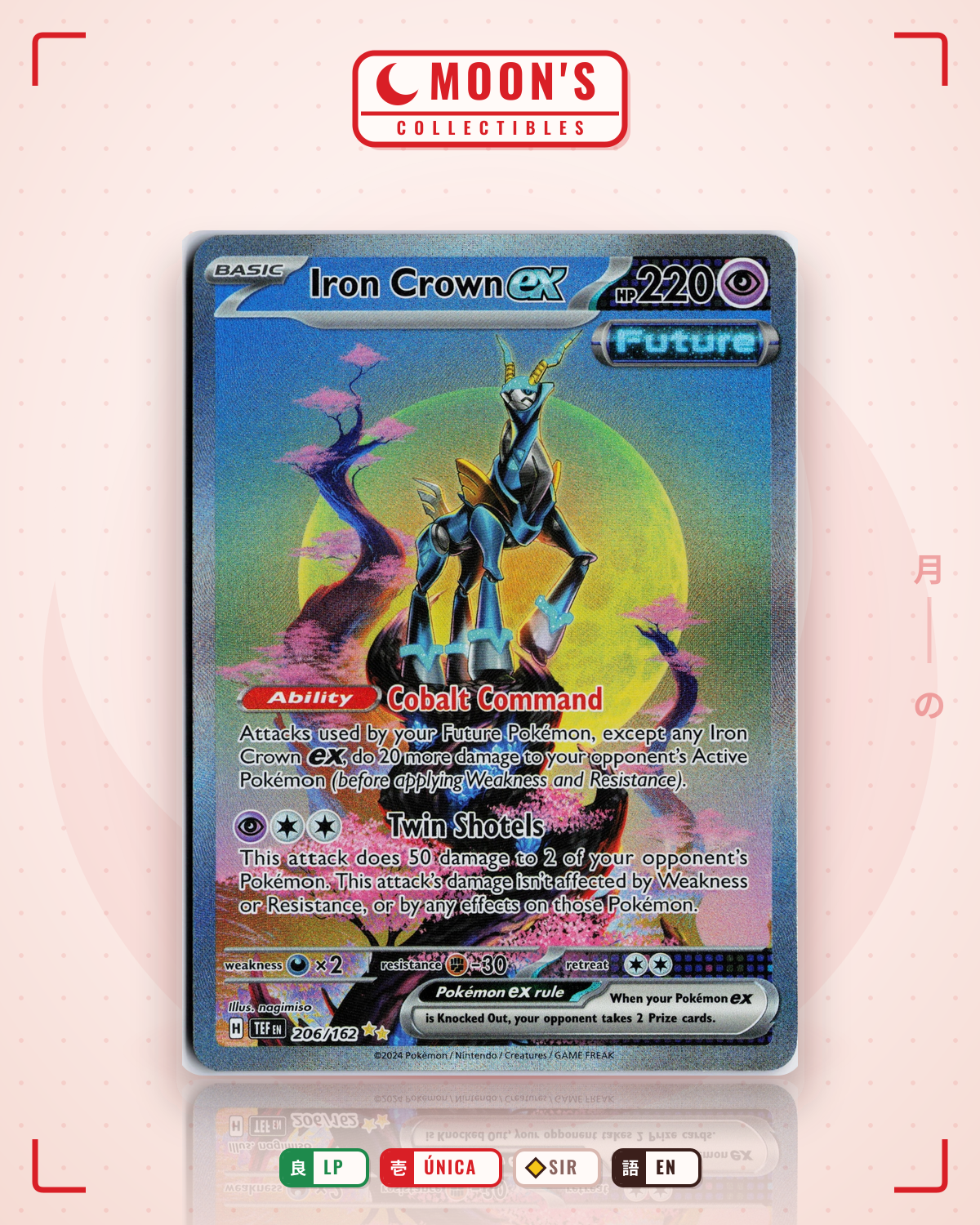 Carta Pokémon Iron Crown ex · Temporal Forces #206/162 (LP) — pieza única en Moon's Collectibles México