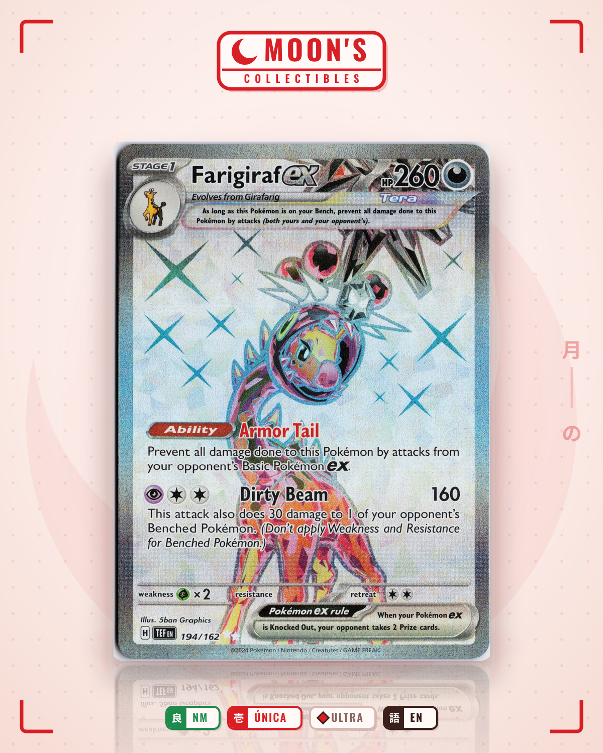 Carta Pokémon Farigiraf ex · Temporal Forces #194/162 (NM) — pieza única en Moon's Collectibles México