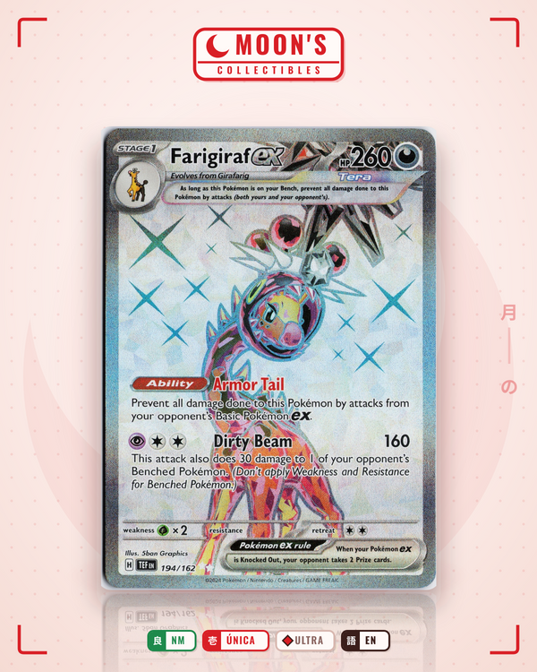Carta Pokémon Farigiraf ex · Temporal Forces #194/162 (NM) — pieza única en Moon's Collectibles México
