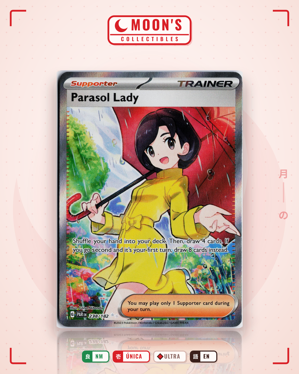 Carta Pokémon Parasol Lady · Paradox Rift #238/182 (NM) — pieza única en Moon's Collectibles México
