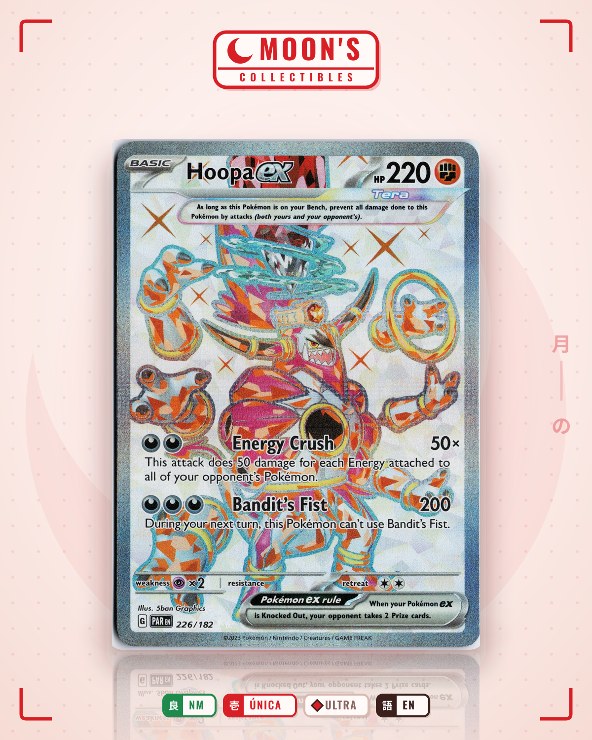 Carta Pokémon Hoopa ex · Paradox Rift #226/182 (NM) — pieza única en Moon's Collectibles México
