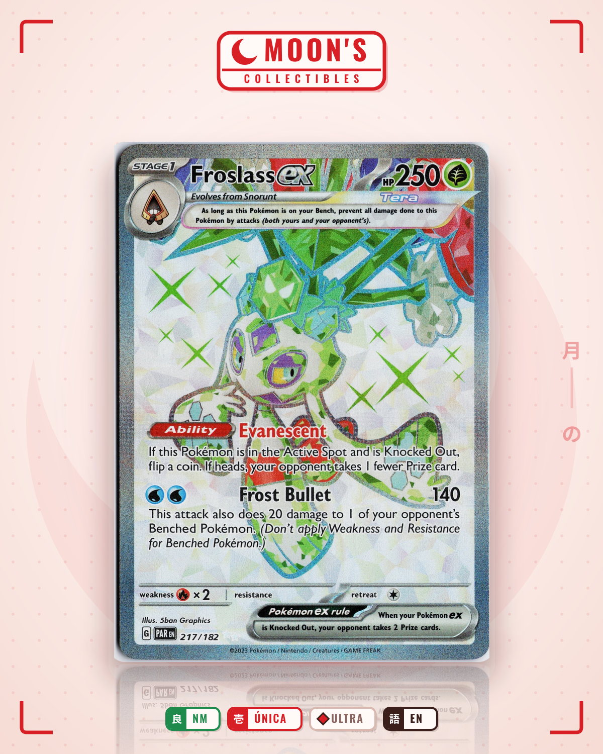 Carta Pokémon Froslass ex · Paradox Rift #217/182 (NM) — pieza única en Moon's Collectibles México