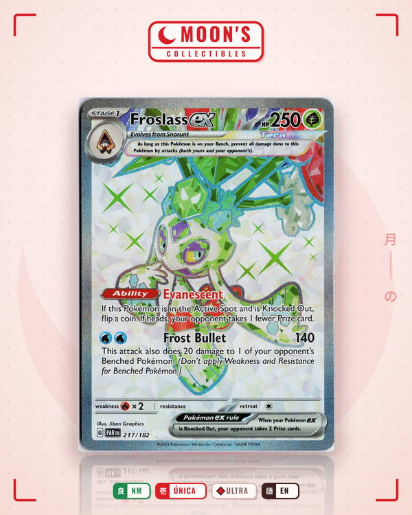 Carta Pokémon Froslass ex · Paradox Rift #217/182 (NM) — pieza única en Moon's Collectibles México