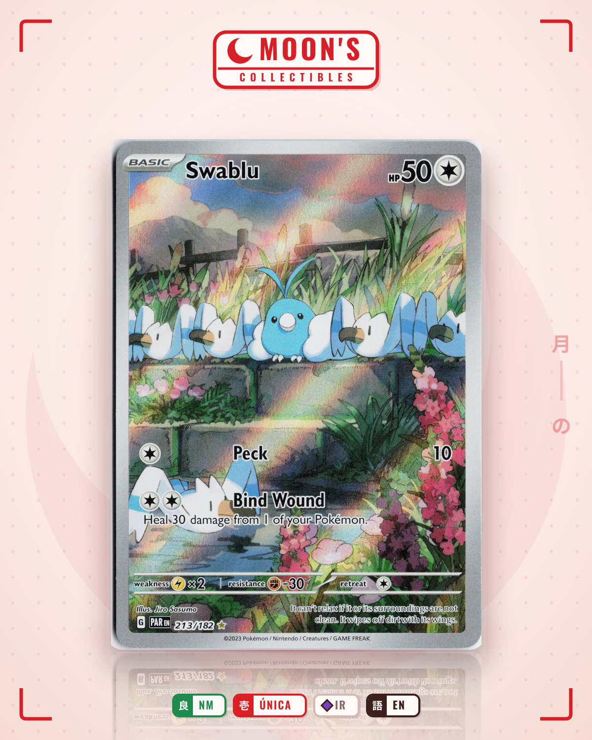 Carta Pokémon Swablu · Paradox Rift #213/182 (NM) — pieza única en Moon's Collectibles México