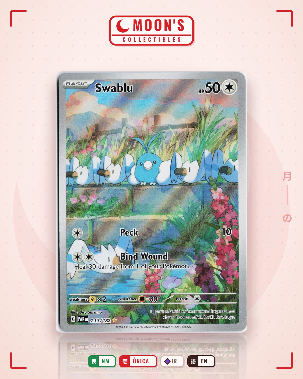 Carta Pokémon Swablu · Paradox Rift #213/182 (NM) — pieza única en Moon's Collectibles México