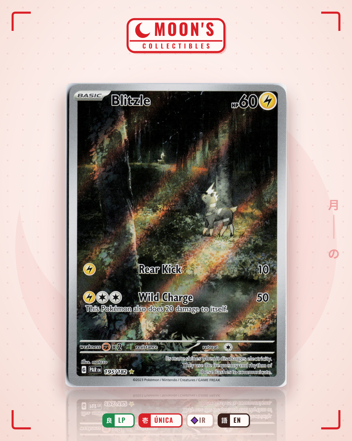 Carta Pokémon Blitzle · Paradox Rift #195/182 (LP) — pieza única en Moon's Collectibles México