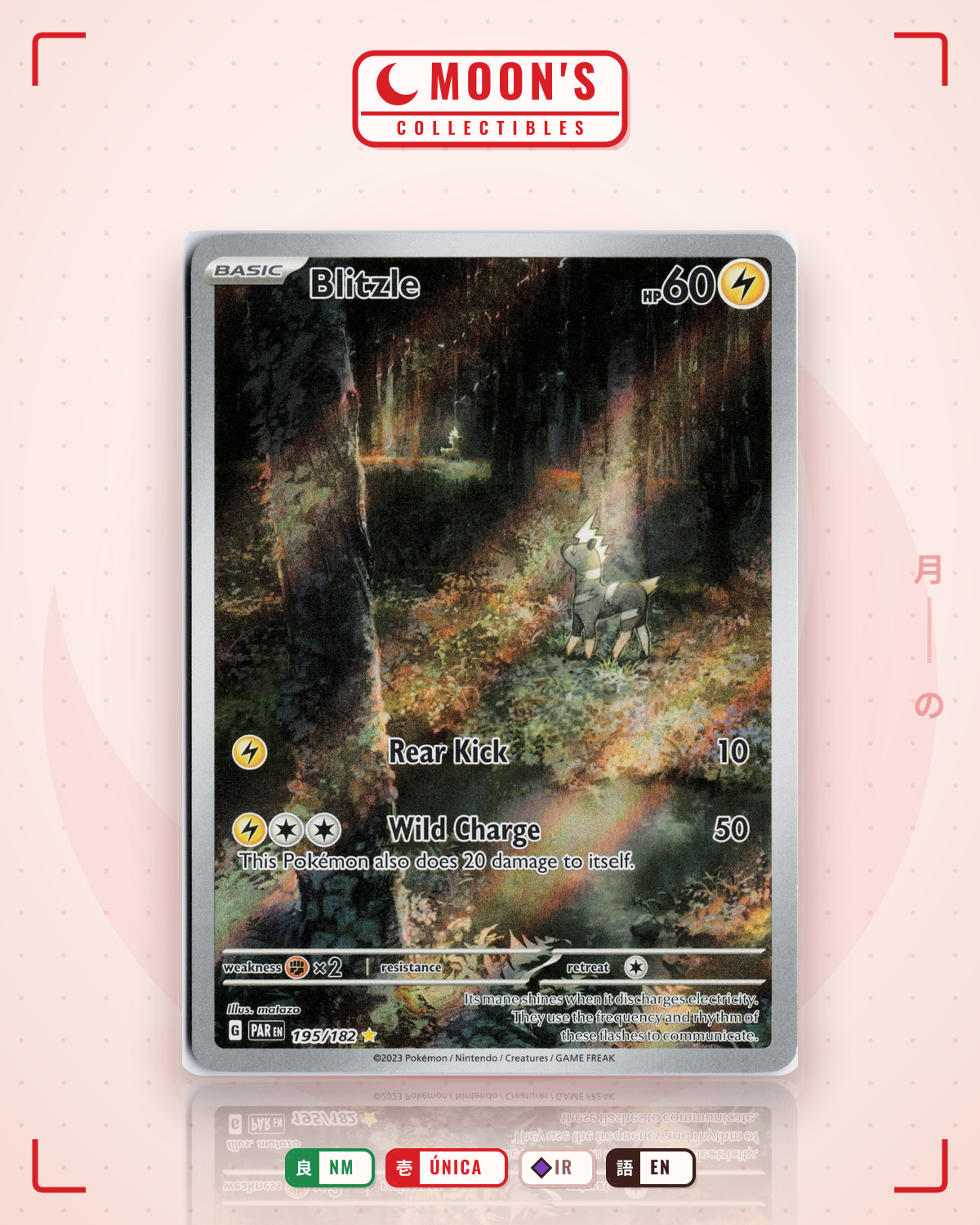 Carta Pokémon Blitzle · Paradox Rift #195/182 (NM) — pieza única en Moon's Collectibles México