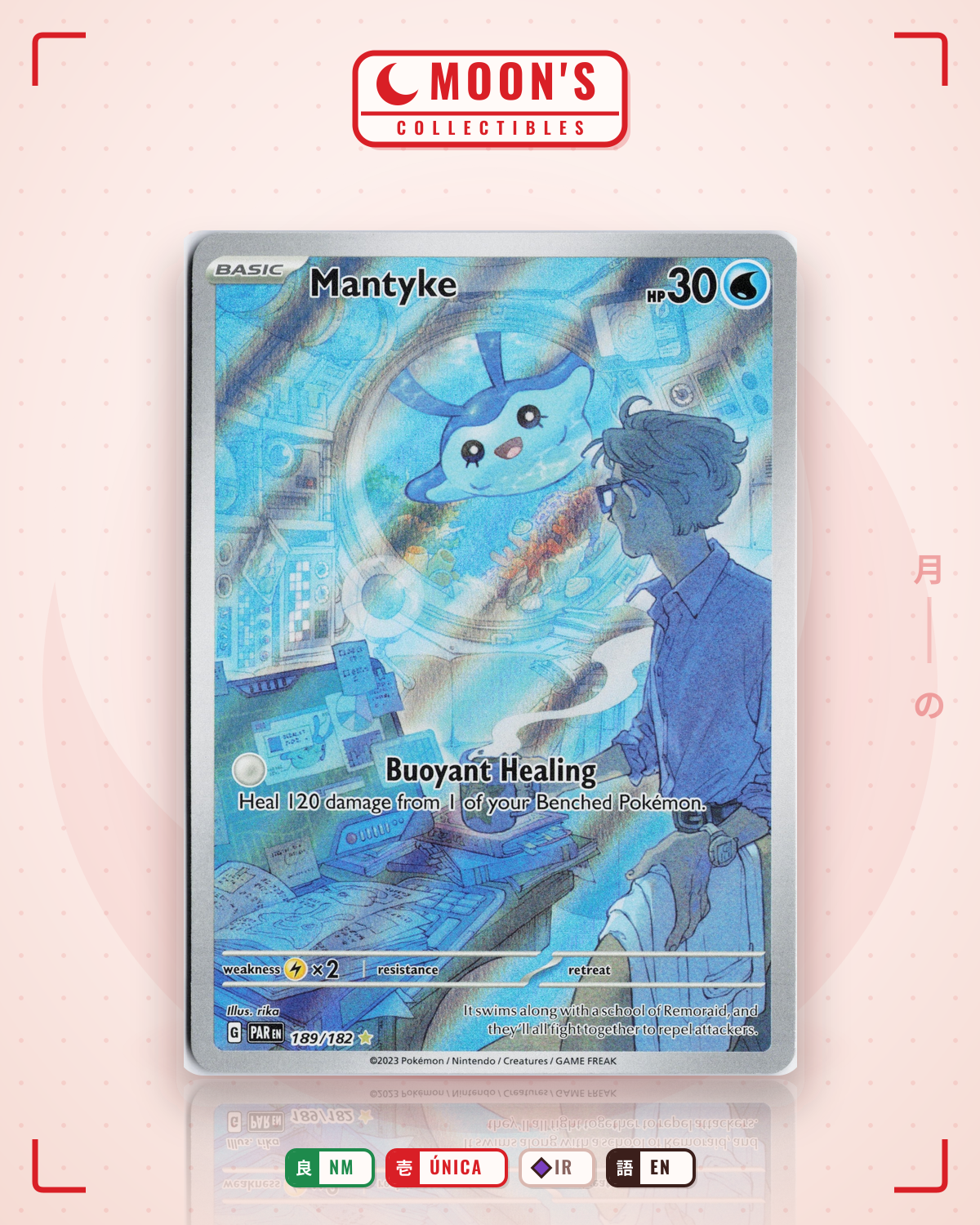 Carta Pokémon Mantyke · Paradox Rift #189/182 (NM) — pieza única en Moon's Collectibles México