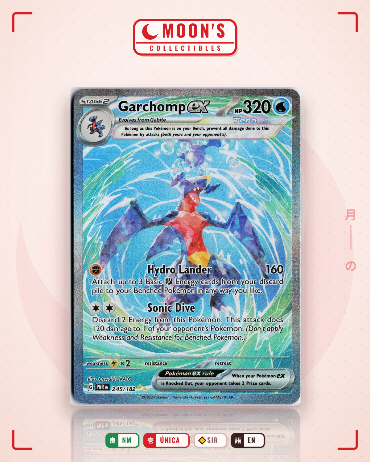 Carta Pokémon Garchomp ex · Paradox Rift #245/182 (NM) — pieza única en Moon's Collectibles México