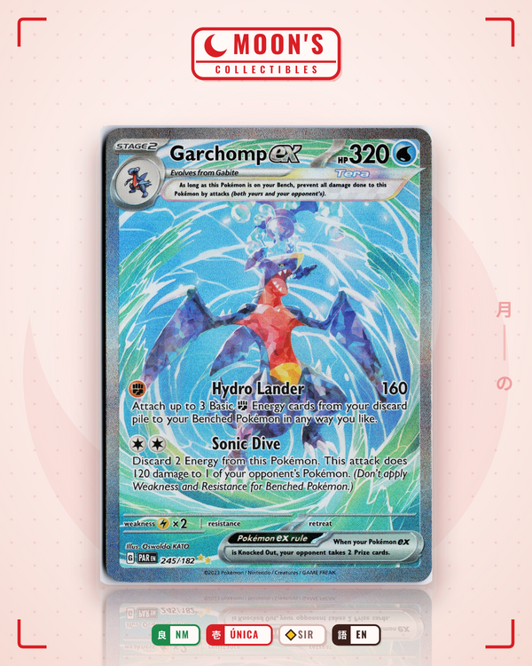 Carta Pokémon Garchomp ex · Paradox Rift #245/182 (NM) — pieza única en Moon's Collectibles México