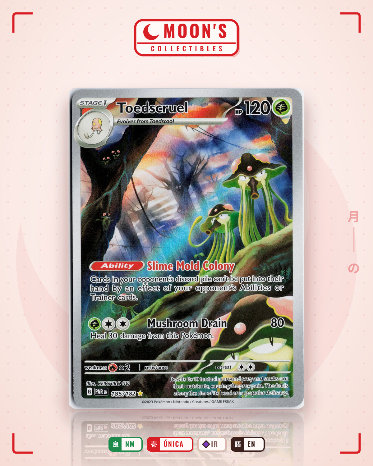Carta Pokémon Toedscruel · Paradox Rift #185/182 (NM) — pieza única en Moon's Collectibles México