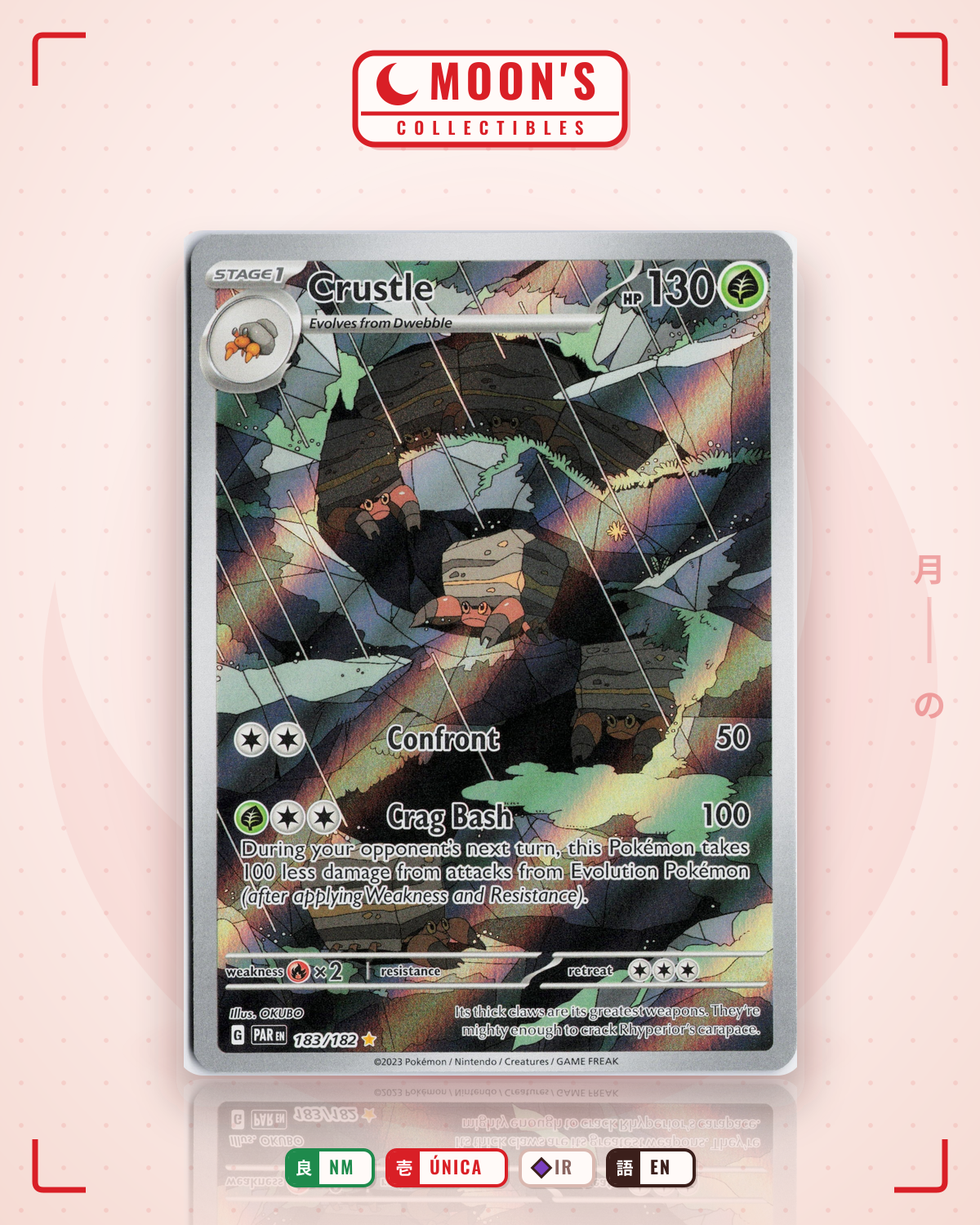 Carta Pokémon Crustle · Paradox Rift #183/182 (NM) — pieza única en Moon's Collectibles México