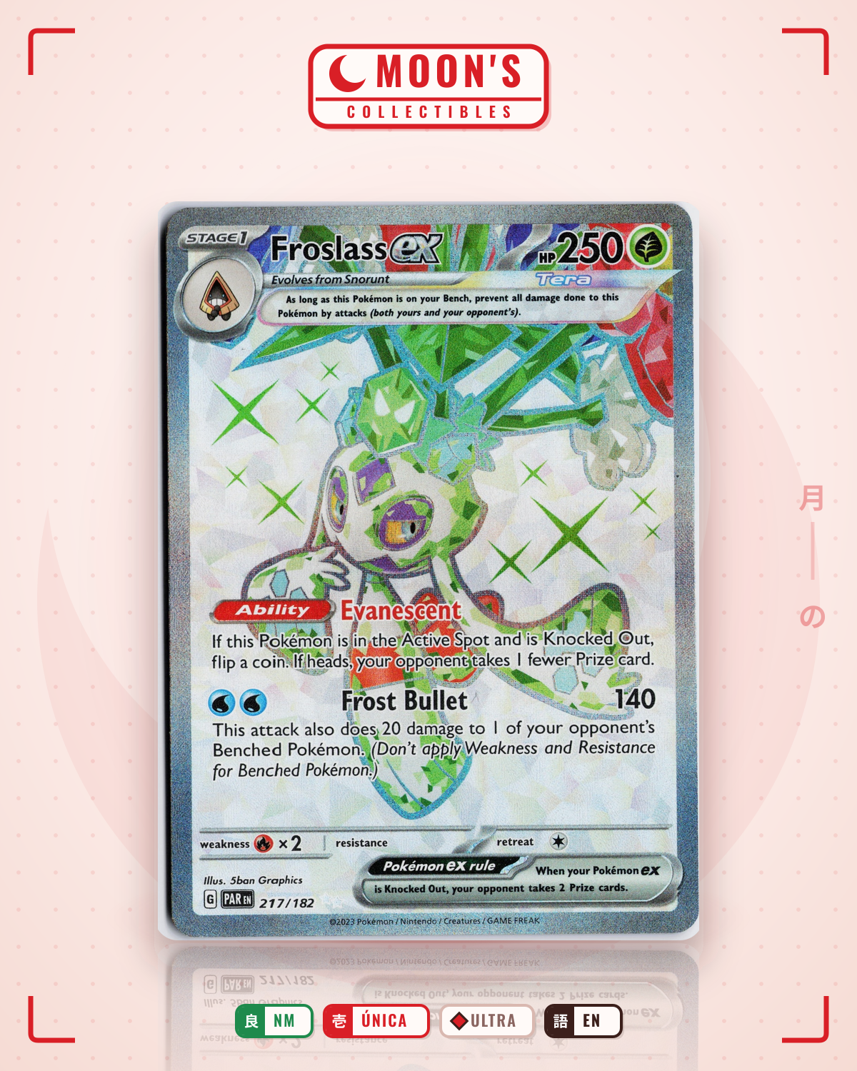 Carta Pokémon Froslass ex · Paradox Rift #217/182 (NM) — pieza única en Moon's Collectibles México