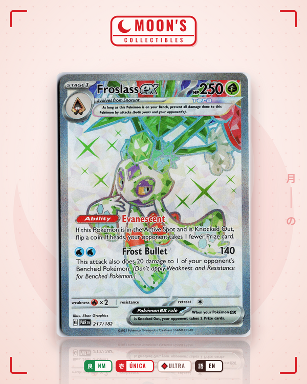 Carta Pokémon Froslass ex · Paradox Rift #217/182 (NM) — pieza única en Moon's Collectibles México