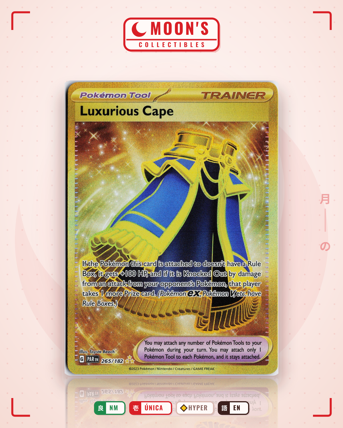Carta Pokémon Luxurious Cape · Paradox Rift #265/182 (NM) — pieza única en Moon's Collectibles México