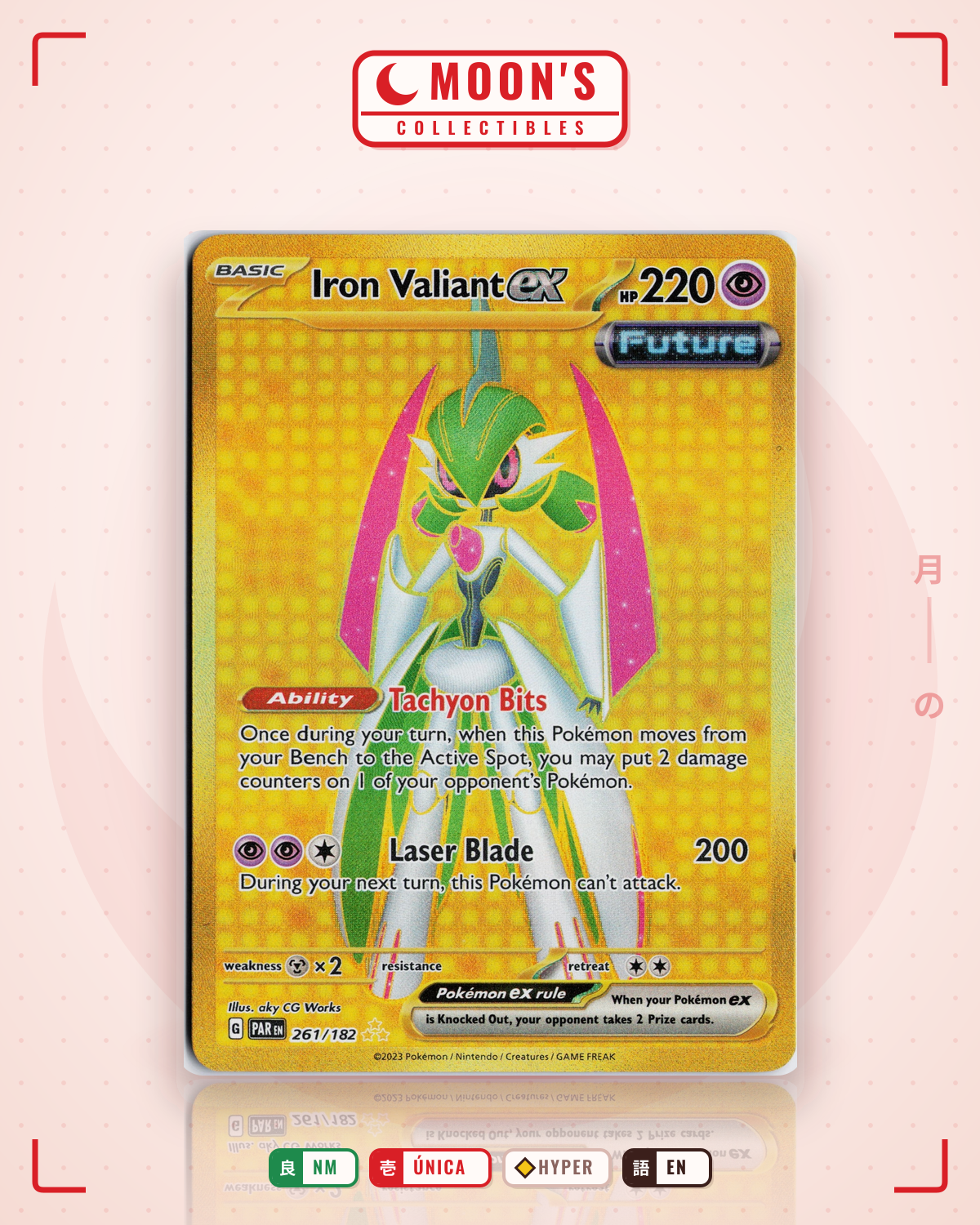 Carta Pokémon Iron Valiant ex · Paradox Rift #261/182 (NM) — pieza única en Moon's Collectibles México