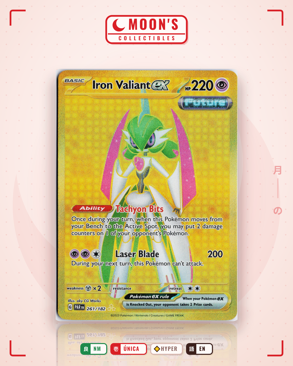 Carta Pokémon Iron Valiant ex · Paradox Rift #261/182 (NM) — pieza única en Moon's Collectibles México