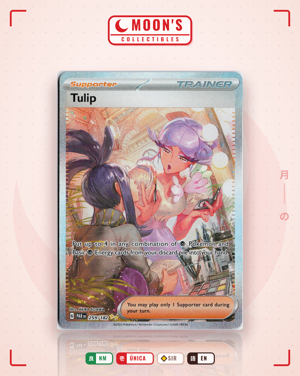 Carta Pokémon Tulip · Paradox Rift #259/182 (NM) — pieza única en Moon's Collectibles México