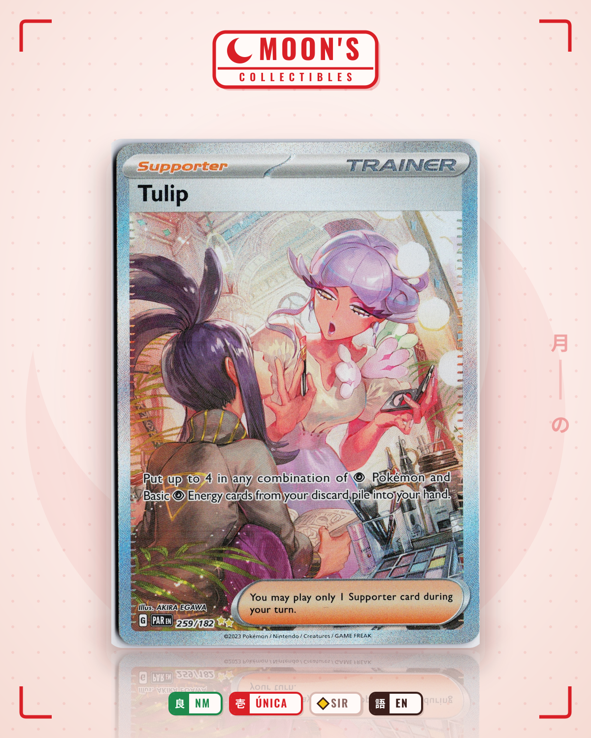 Carta Pokémon Tulip · Paradox Rift #259/182 (NM) — pieza única en Moon's Collectibles México
