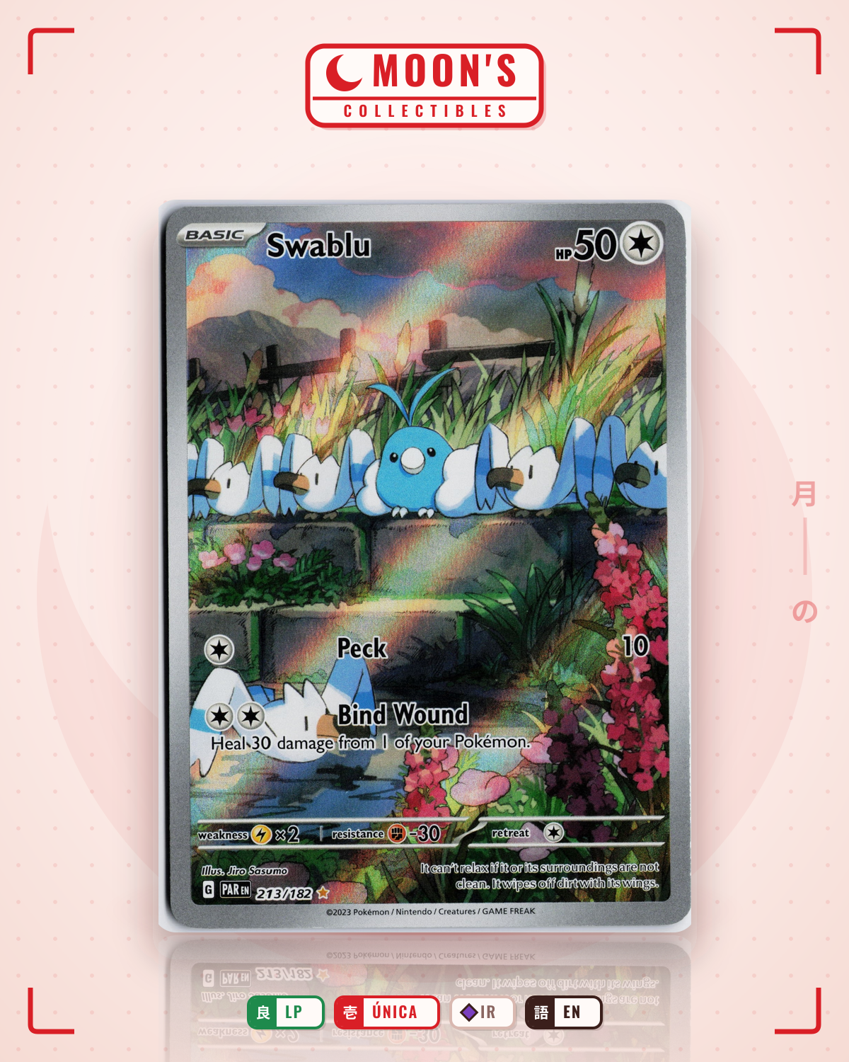 Carta Pokémon Swablu · Paradox Rift #213/182 (LP) — pieza única en Moon's Collectibles México
