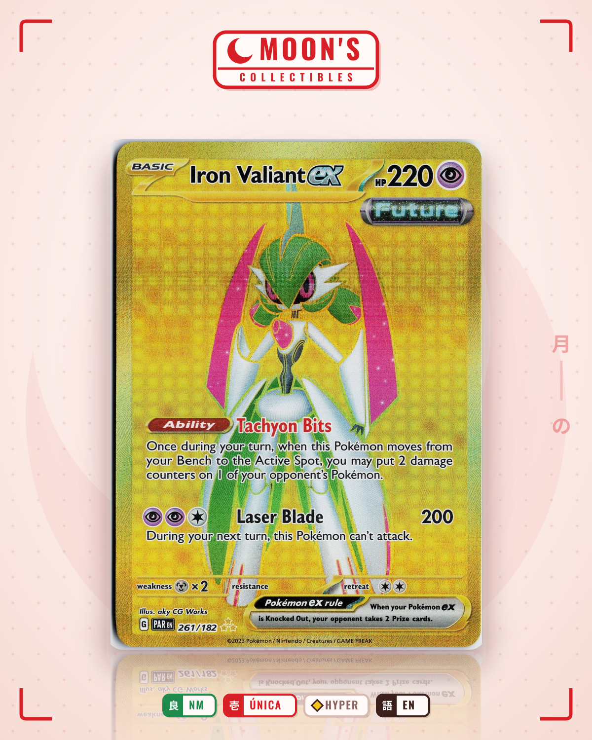 Carta Pokémon Iron Valiant ex · Paradox Rift #261/182 (NM) — pieza única en Moon's Collectibles México