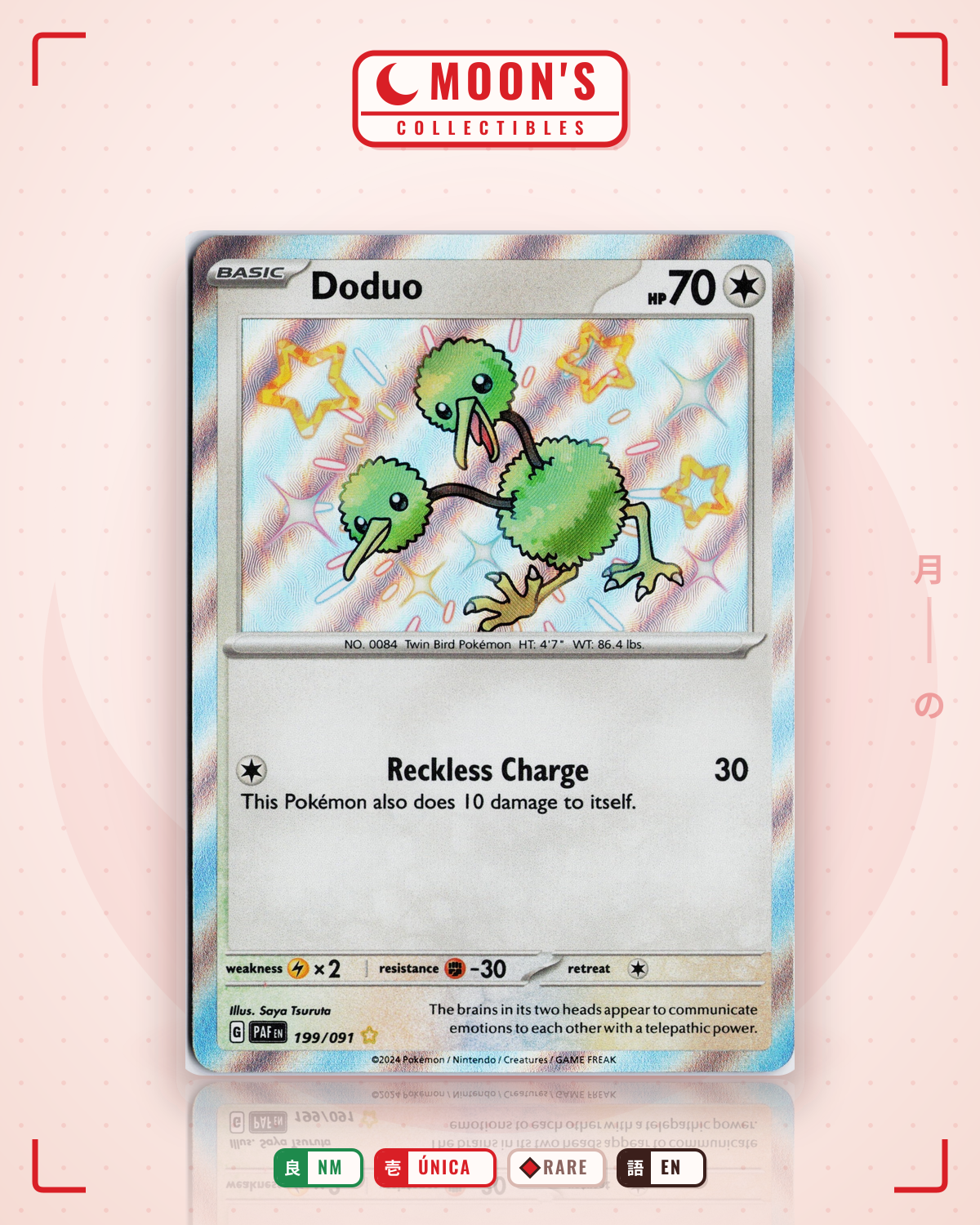 Carta Pokémon Doduo · Paldean Fates #199/091 (NM) — pieza única en Moon's Collectibles México