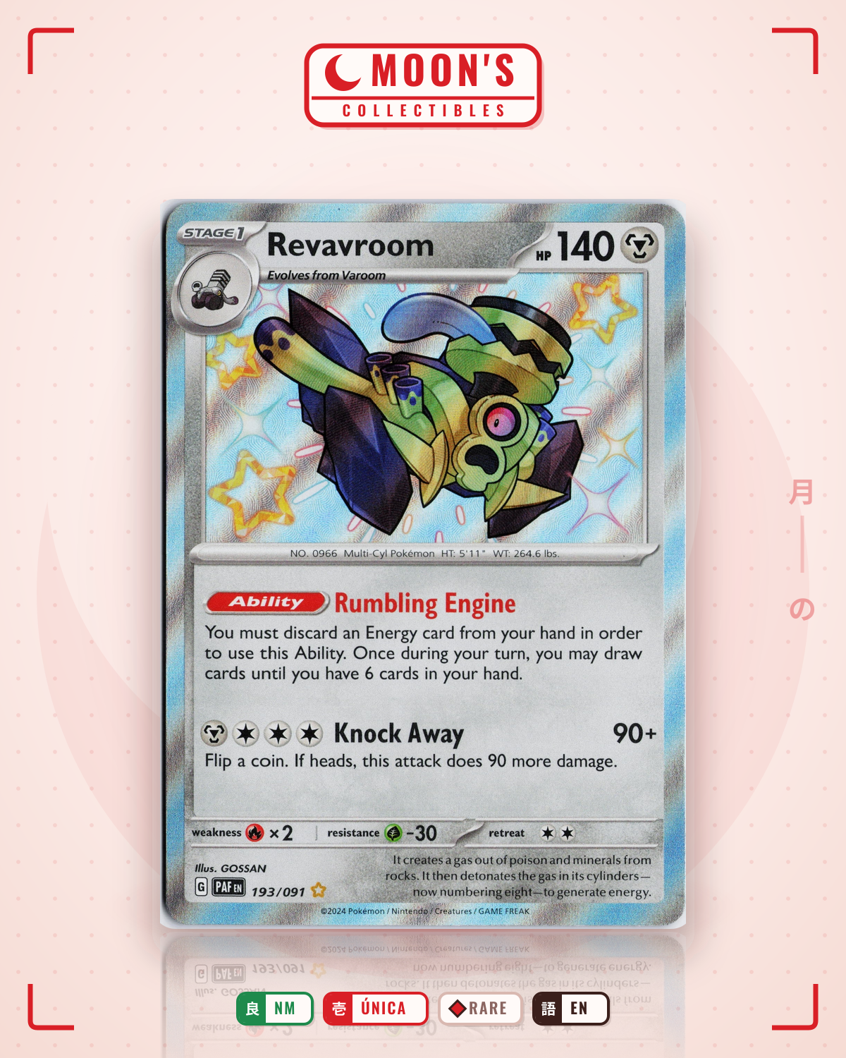 Carta Pokémon Revavroom · Paldean Fates #193/091 (NM) — pieza única en Moon's Collectibles México