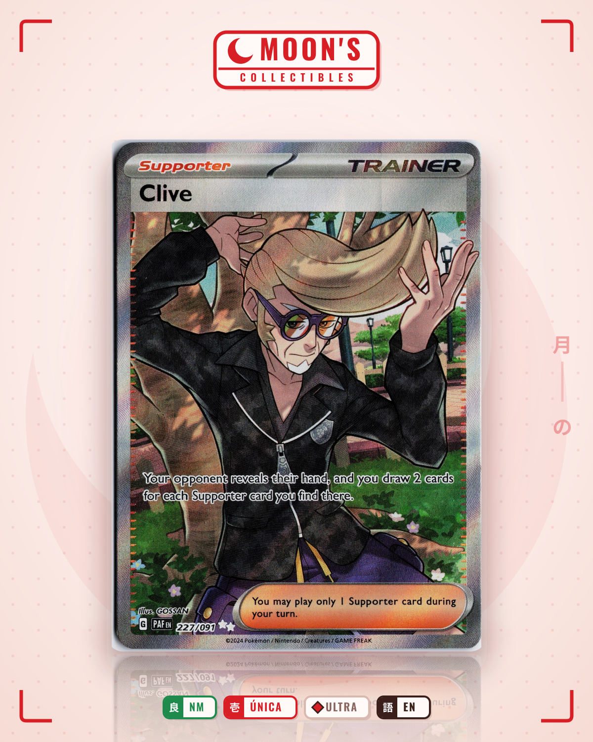 Carta Pokémon Clive · Paldean Fates #227/091 (NM) — pieza única en Moon's Collectibles México