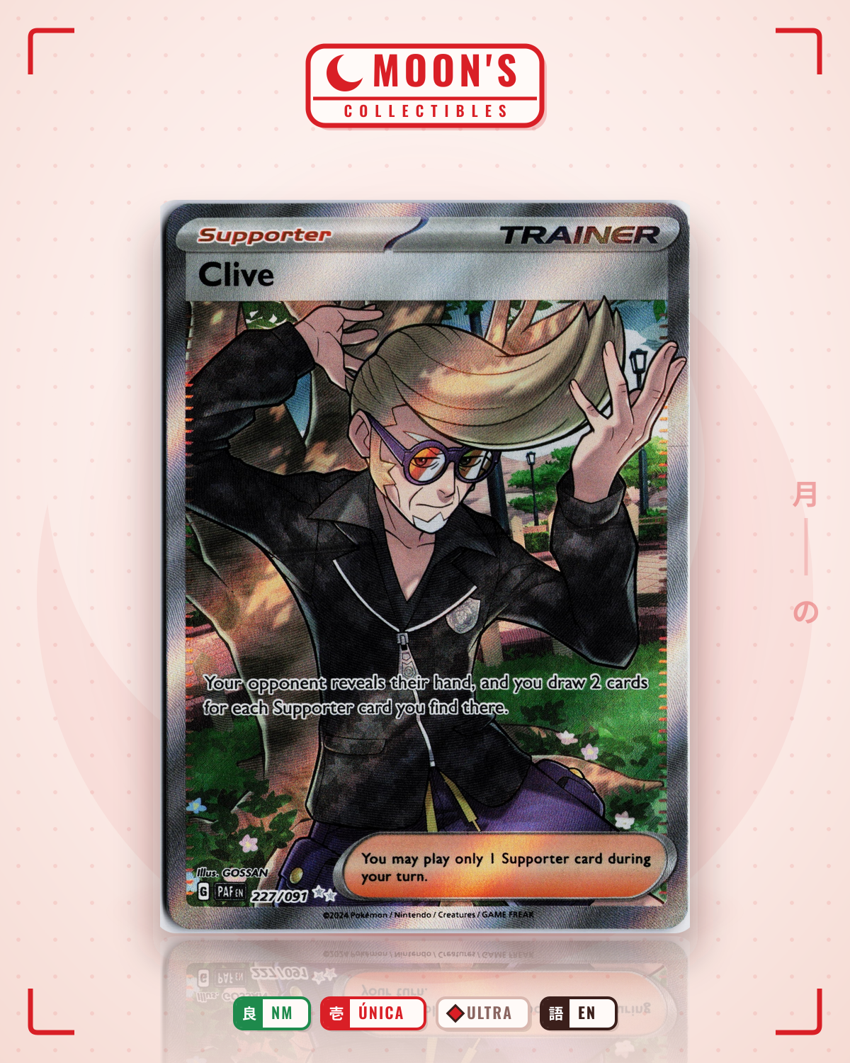 Carta Pokémon Clive · Paldean Fates #227/091 (NM) — pieza única en Moon's Collectibles México