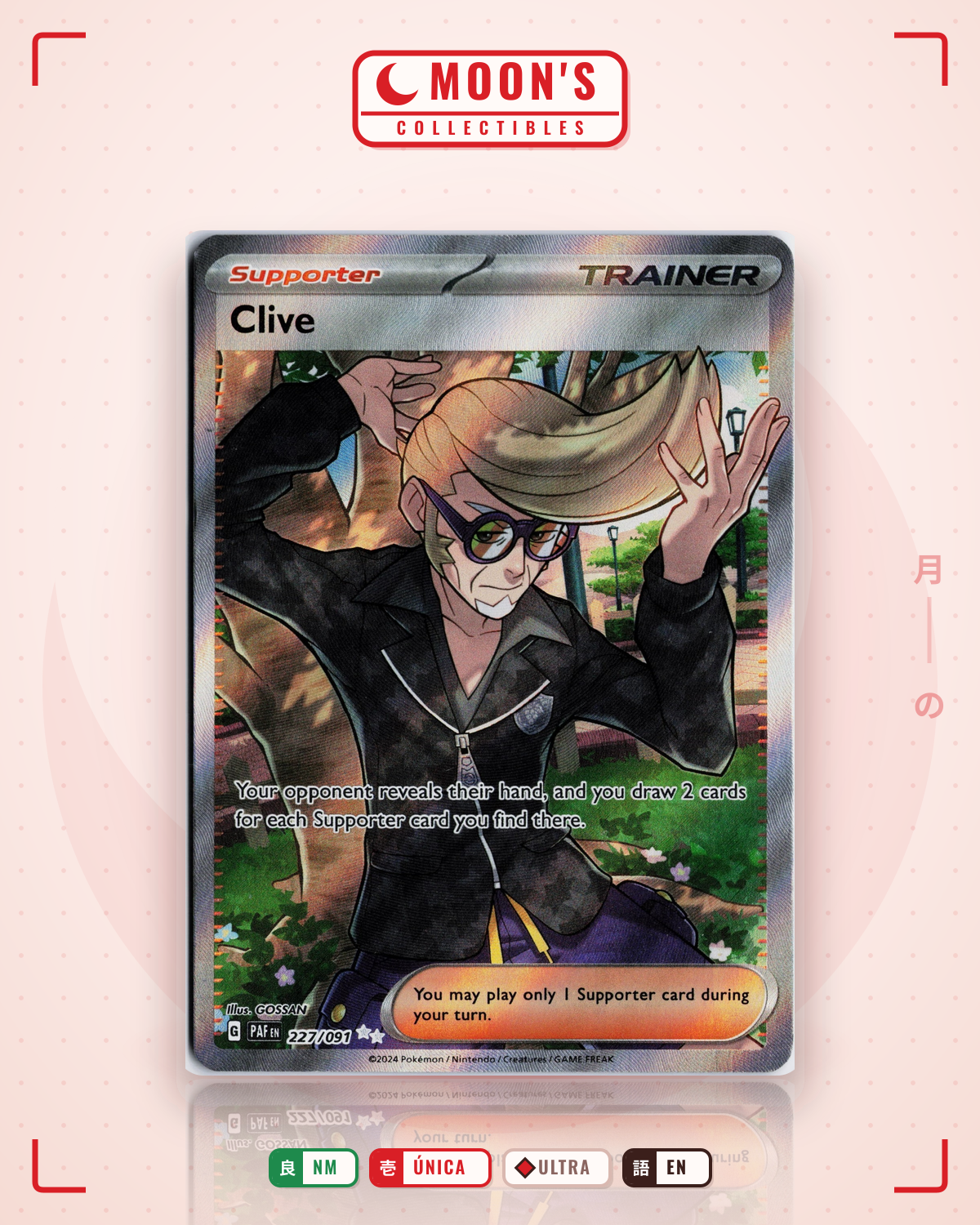 Carta Pokémon Clive · Paldean Fates #227/091 (NM) — pieza única en Moon's Collectibles México