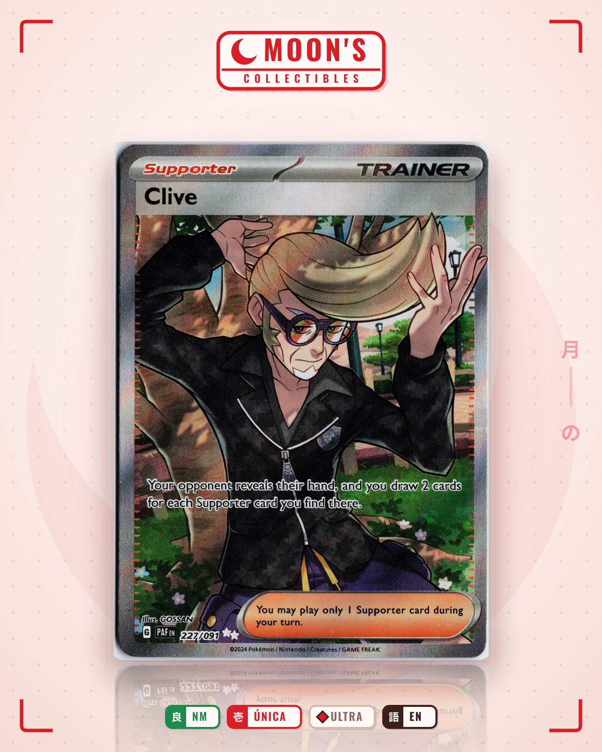 Carta Pokémon Clive · Paldean Fates #227/091 (NM) — pieza única en Moon's Collectibles México