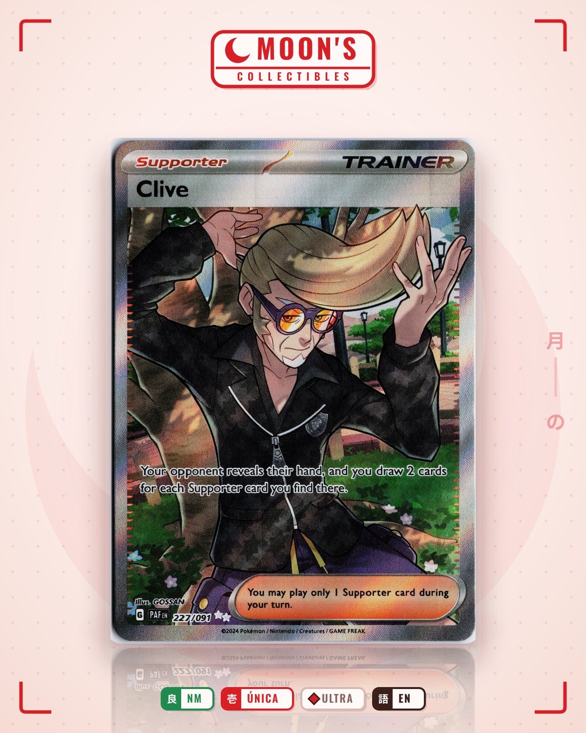 Carta Pokémon Clive · Paldean Fates #227/091 (NM) — pieza única en Moon's Collectibles México