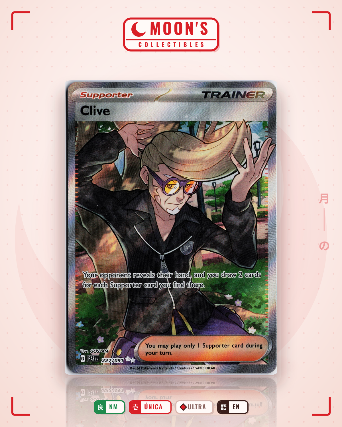 Carta Pokémon Clive · Paldean Fates #227/091 (NM) — pieza única en Moon's Collectibles México