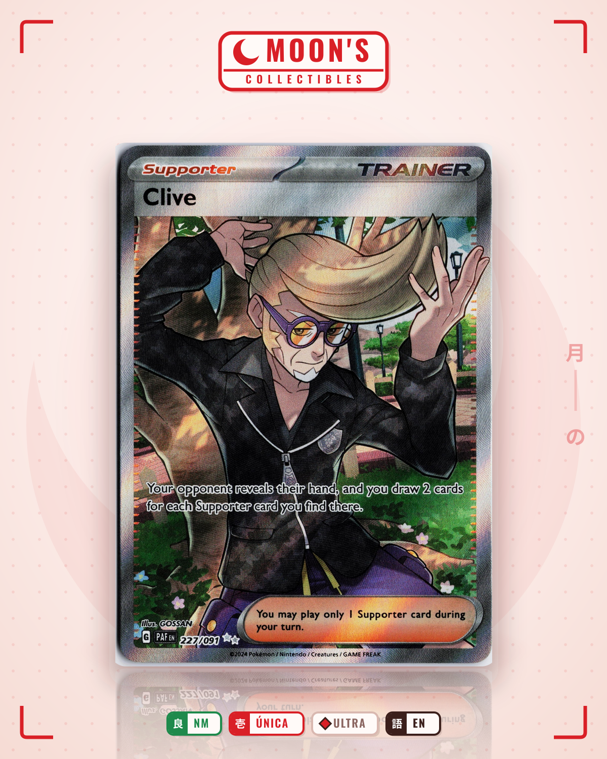 Carta Pokémon Clive · Paldean Fates #227/091 (NM) — pieza única en Moon's Collectibles México