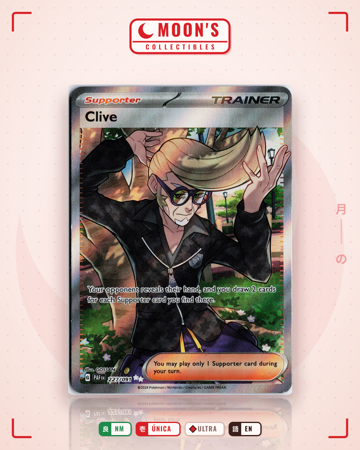 Carta Pokémon Clive · Paldean Fates #227/091 (NM) — pieza única en Moon's Collectibles México