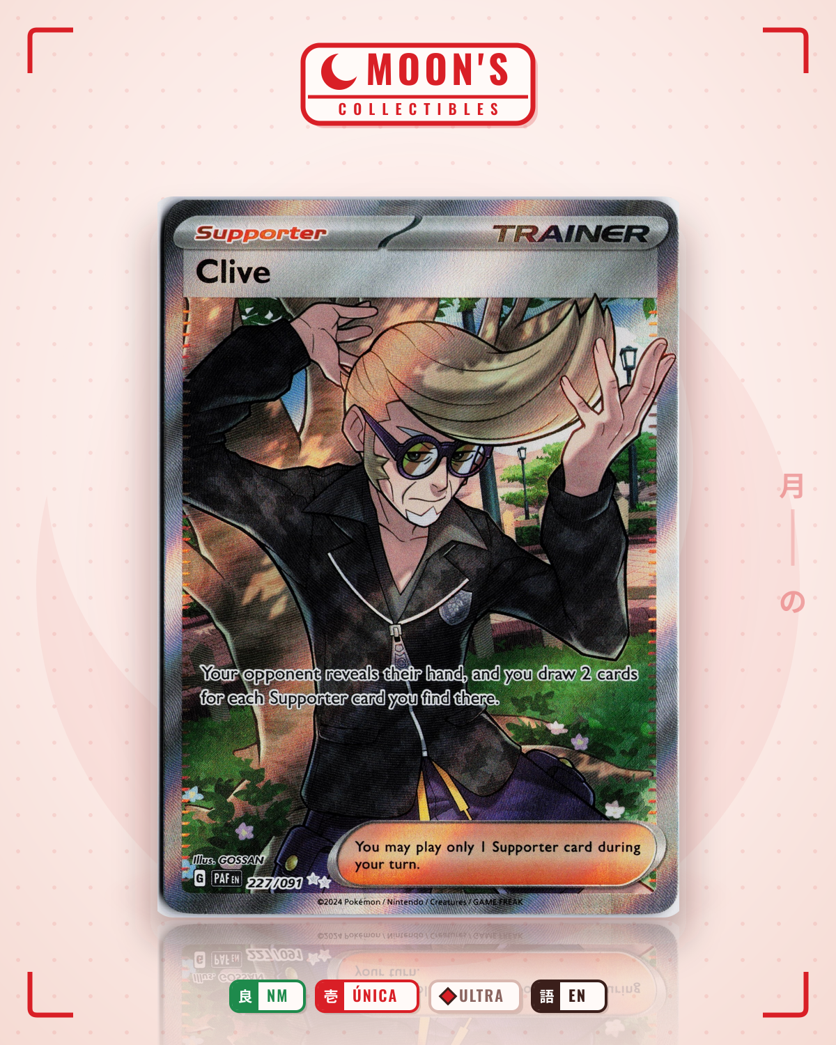Carta Pokémon Clive · Paldean Fates #227/091 (NM) — pieza única en Moon's Collectibles México